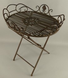 Casa Padrino Art Nouveau garden side table rust 63 x 48 x H. 70 cm - Foldable garden metal table - Baroque & Art Nouveau garden furniture