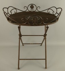 Casa Padrino Art Nouveau garden side table rust 63 x 48 x H. 70 cm - Foldable garden metal table - Baroque & Art Nouveau garden furniture