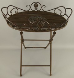 Casa Padrino Art Nouveau garden side table rust 63 x 48 x H. 70 cm - Foldable garden metal table - Baroque & Art Nouveau garden furniture