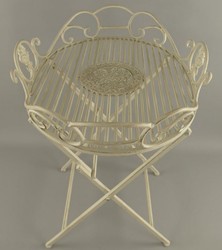 Casa Padrino Art Nouveau garden side table rustic white 63 x 48 x H. 70 cm - Foldable garden metal table - Baroque & Art Nouveau garden furniture