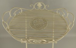 Casa Padrino Art Nouveau garden side table rustic white 63 x 48 x H. 70 cm - Foldable garden metal table - Baroque & Art Nouveau garden furniture