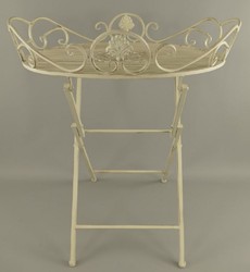 Casa Padrino Art Nouveau garden side table rustic white 63 x 48 x H. 70 cm - Foldable garden metal table - Baroque & Art Nouveau garden furniture