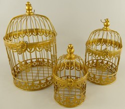 Casa Padrino Art Nouveau Cage Set of 3 Gold - Decorative Metal Cages - Living Room Decoration - Garden Decoration - Baroque & Art Nouveau Decoration Accessories
