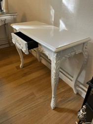 Casa Padrino consola barroco blanco - Mesa consola hecha a mano con cajón - Muebles de madera maciza en estilo barroco - Muebles barrocos - Noble y Magnífico