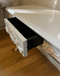 Casa Padrino consola barroco blanco - Mesa consola hecha a mano con cajón - Muebles de madera maciza en estilo barroco - Muebles barrocos - Noble y Magnífico