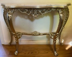 Casa Padrino luxury baroque console silver / white - Handmade solid wood console table with marble top - Baroque Furniture - Luxury Quality - Made in Italy