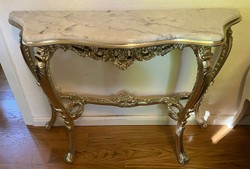 Casa Padrino luxury baroque console silver / white - Handmade solid wood console table with marble top - Baroque Furniture - Luxury Quality - Made in Italy