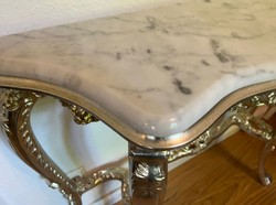 Casa Padrino luxury baroque console silver / white - Handmade solid wood console table with marble top - Baroque Furniture - Luxury Quality - Made in Italy