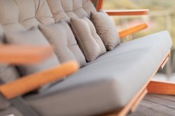 Casa Padrino altalena Hollywood di lusso grigio / marrone - Altalena da giardino resistente alle intemperie con tettoia parasole - Mobili per Hotel - Qualità di Lusso