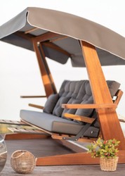 Casa Padrino altalena Hollywood di lusso grigio / marrone - Altalena da giardino resistente alle intemperie con tettoia parasole - Mobili per Hotel - Qualità di Lusso Casa Padrino altalena Hollywood di lusso grigio / marrone - Altalena da giardino resistente alle intemperie con tettoia parasole - Mobili per Hotel - Qualità di Lusso