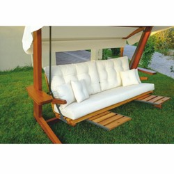 Casa Padrino altalena Hollywood di lusso crema / marrone - Altalena da giardino resistente alle intemperie con tettoia parasole - Mobili per Hotel - Qualità di Lusso