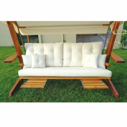 Casa Padrino altalena Hollywood di lusso crema / marrone - Altalena da giardino resistente alle intemperie con tettoia parasole - Mobili per Hotel - Qualità di Lusso