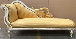 Casa Padrino chaise longue barocco lato sinistro oro / bianco / oro - Recamier in legno massello fatto a mano con strisce - Mobili da soggiorno barocchi - Nobile e Magnifico
