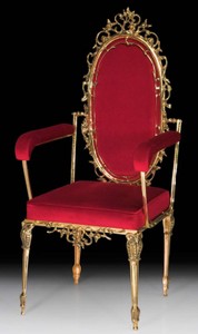 Casa Padrino chaise de salle à manger baroque de luxe bordeaux rouge / or - Chaise en bronze fait main avec accoudoirs et tissu en velours fin - Meuble de salle à manger de luxe de style baroque