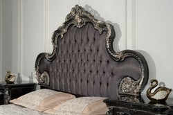 Casa Padrino luxury baroque double bed anthracite gray / black / silver - Magnificent solid wood bed - Luxury bedroom furniture in baroque style - Baroque bedroom furniture - Noble & Magnificent
