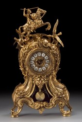 Casa Padrino luxury baroque table clock gold 27 x H. 47 cm - Handmade bronze clock baroque style - Baroque desk clock - Baroque desk decoration - Baroque decorative accessories