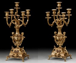 Casa Padrino ensemble de porte bougies baroque de luxe or Ø 27 x H. 50 cm - Porte bougies en bronze de style baroque fait main - Accessoires de décoration baroque - Noble & Magnifique