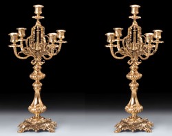 Casa Padrino luxury baroque candle holder set gold Ø 25 x H. 48 cm - Handmade baroque style bronze candlesticks - Baroque decorative accessories - Baroque interior - Noble & Magnificent