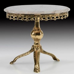 Ovaler Luxus Barock Bronze Beistelltisch mit Marmorplatte Gold Weiß Oval Luxury Baroque Bronze Side Table with Marble Top Gold White