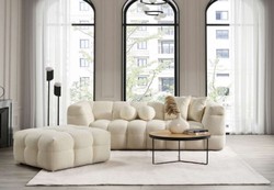 Quadratischer Luxus Wohnzimmer Hocker Sitzhocker Creme Square Luxury Living Room Stool Cream