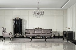 Casa Padrino divano da soggiorno barocco di lusso argento / nero / argento - Magnifico divano barocco fatto a mano con cuscini - Mobili da soggiorno di lusso in stile barocco - Mobili barocchi
