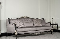Casa Padrino divano da soggiorno barocco di lusso argento / nero / argento - Magnifico divano barocco fatto a mano con cuscini - Mobili da soggiorno di lusso in stile barocco - Mobili barocchi