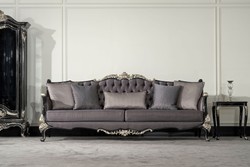 Casa Padrino divano da soggiorno barocco di lusso viola / nero / argento - Magnifico divano barocco fatto a mano con cuscini - Mobili da soggiorno di lusso in stile barocco - Mobili barocchi