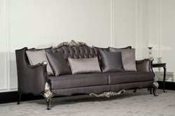 Casa Padrino divano da soggiorno barocco di lusso viola / nero / argento - Magnifico divano barocco fatto a mano con cuscini - Mobili da soggiorno di lusso in stile barocco - Mobili barocchi