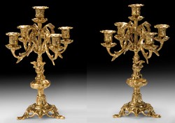 Casa Padrino conjunto de portavelas barroco de lujo oro Ø 25 x A. 38 cm - Portavelas de bronce de estilo barroco hecho a mano - Accesorios barrocos - Interior barroco - noble y magnífico