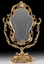Casa Padrino specchio per il trucco barocco di lusso oro 19 x A. 30 cm - Specchio da tavolo in bronzo in stile barocco fatto a mano - Specchio cosmetico - Accessori decorativi barocchi