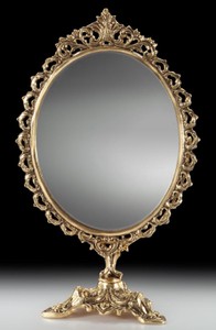 Casa Padrino luxury baroque make up mirror gold 26 x H. 44 cm - Handmade baroque style bronze table mirror - Cosmetic mirror - Baroque decorative accessories - Noble & Magnificent