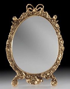 Casa Padrino luxury baroque make up mirror gold 20 x H. 27 cm - Handmade baroque style bronze table mirror - Cosmetic mirror - Baroque decorative accessories - Noble & Magnificent