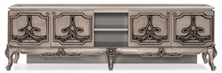 Casa Padrino armoire TV baroque de luxe argent - Magnifique buffet en bois massif avec 4 portes - Meuble de salon de style baroque - Meuble baroque - Noble et Magnifique