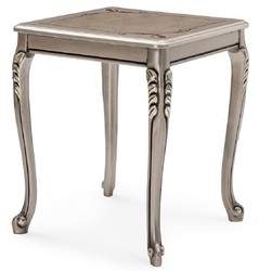 Luxus Barock Massivholz Beistelltisch Silber Luxury Baroque Solid Wood Side Table Silver