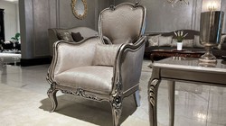 Luxus Barock Massivholz Beistelltisch Silber Luxury Baroque Solid Wood Side Table Silver
