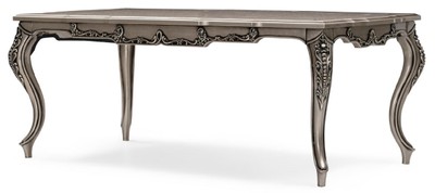 Casa Padrino table à manger baroque de luxe argent - Table de cuisine rectangulaire de style baroque - Meuble de salle à manger baroque de luxe - Ameublement baroque