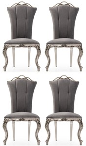 Casa Padrino luxury baroque dining chair set of 4 gray / silver - Magnificent baroque style kitchen chairs - Baroque dining room furniture - Luxury furniture baroque style
