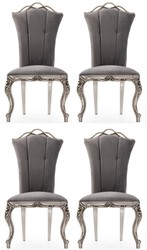Casa Padrino luxury baroque dining chair set of 4 gray / silver - Magnificent baroque style kitchen chairs - Baroque dining room furniture - Luxury furniture baroque style Casa Padrino luxury baroque dining chair set of 4 gray / silver - Magnificent baroque style kitchen chairs - Baroque dining room furniture - Luxury furniture baroque style