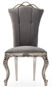 Luxus Barock Esszimmerstuhl Grau Silber Luxury Baroque Dining Chair Gray Silver