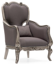 Casa Padrino luxury baroque living room armchair gray / silver - Handmade baroque style armchair with decorative pillow - Luxury living room furniture in baroque style - Noble & Magnificent