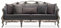 Casa Padrino canapé de salon baroque de luxe gris / argent - Canapé baroque fait main avec coussins décoratifs - Meuble de salon de luxe de style baroque - Meuble baroque - Noble & Magnifique