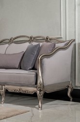Casa Padrino canapé de salon baroque de luxe gris / argent - Canapé baroque fait main avec coussins décoratifs - Meuble de salon de luxe de style baroque - Meuble baroque - Noble & Magnifique
