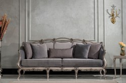 Casa Padrino canapé de salon baroque de luxe gris / argent - Canapé baroque fait main avec coussins décoratifs - Meuble de salon de luxe de style baroque - Meuble baroque - Noble & Magnifique
