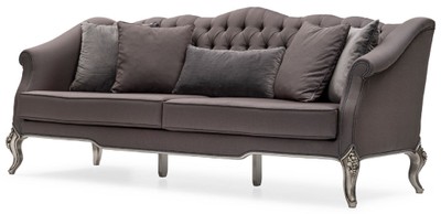 Casa Padrino Luxus Barock Wohnzimmer Sofa Grau / Silber - Handgefertigtes Barockstil Sofa mit dekorativen Kissen - Barock Möbel - Luxus Wohnzimmer Möbel im Barockstil - Edel & Prunkvoll