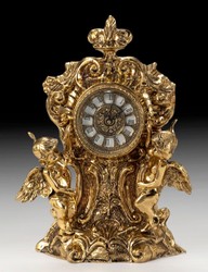 Casa Padrino reloj de mesa barroco de lujo oro 25 x A. 32 cm - Reloj de bronce hecho a mano estilo barroco - Reloj de escritorio barroco - Decoracion escritorio barroco - Accesorios barrocos
