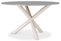 Casa Padrino table de jardin de luxe gris / sable Ø 130 x H. 74,5 cm - Table à manger de jardin ronde avec plateau en céramique - Mobilier de jardin & terrasse - Mobilier d'extérieur de luxe