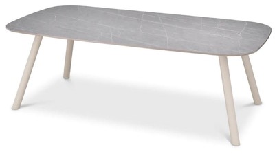 Luxus Garten Terrassen Tisch Esstisch mit Keramik Tischplatte Grau Sandfarben Luxury Garden Patio Table Dining Table with Ceramic Table Top Gray Sand