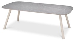 Luxus Garten Terrassen Tisch Esstisch mit Keramik Tischplatte Grau Sandfarben Luxury Garden Patio Table Dining Table with Ceramic Table Top Gray Sand