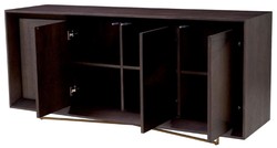 Casa Padrino buffet de luxe moka / laiton 180 x 50 x H. 80,5 cm - Armoire en placage de chêne avec 4 portes - Meuble de luxe - Meuble d'hôtel - Ameublement de luxe