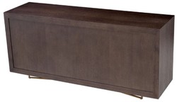 Casa Padrino buffet de luxe moka / laiton 180 x 50 x H. 80,5 cm - Armoire en placage de chêne avec 4 portes - Meuble de luxe - Meuble d'hôtel - Ameublement de luxe